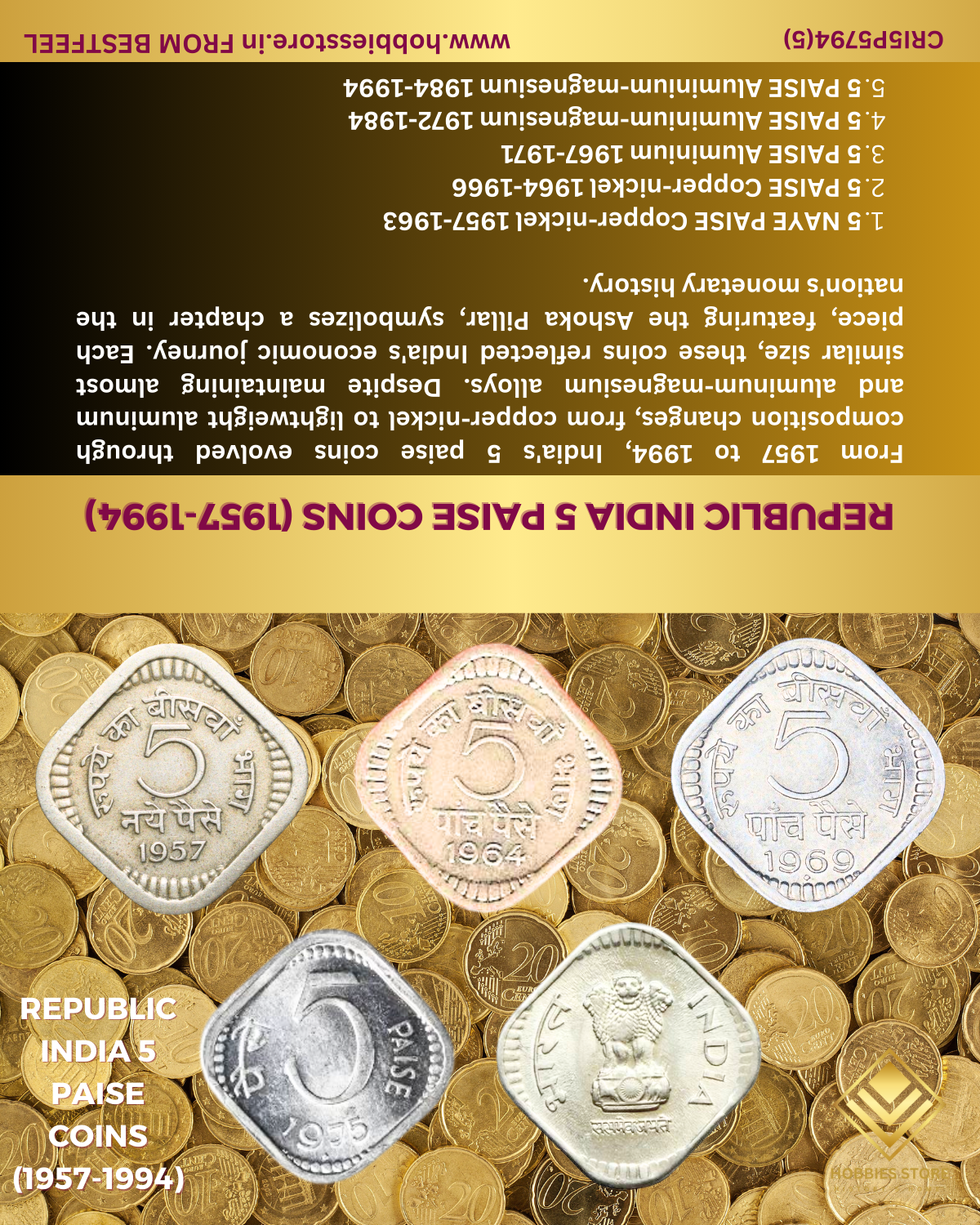 Republic India 5 Paise Coins Collector's Set (Non-returnable)