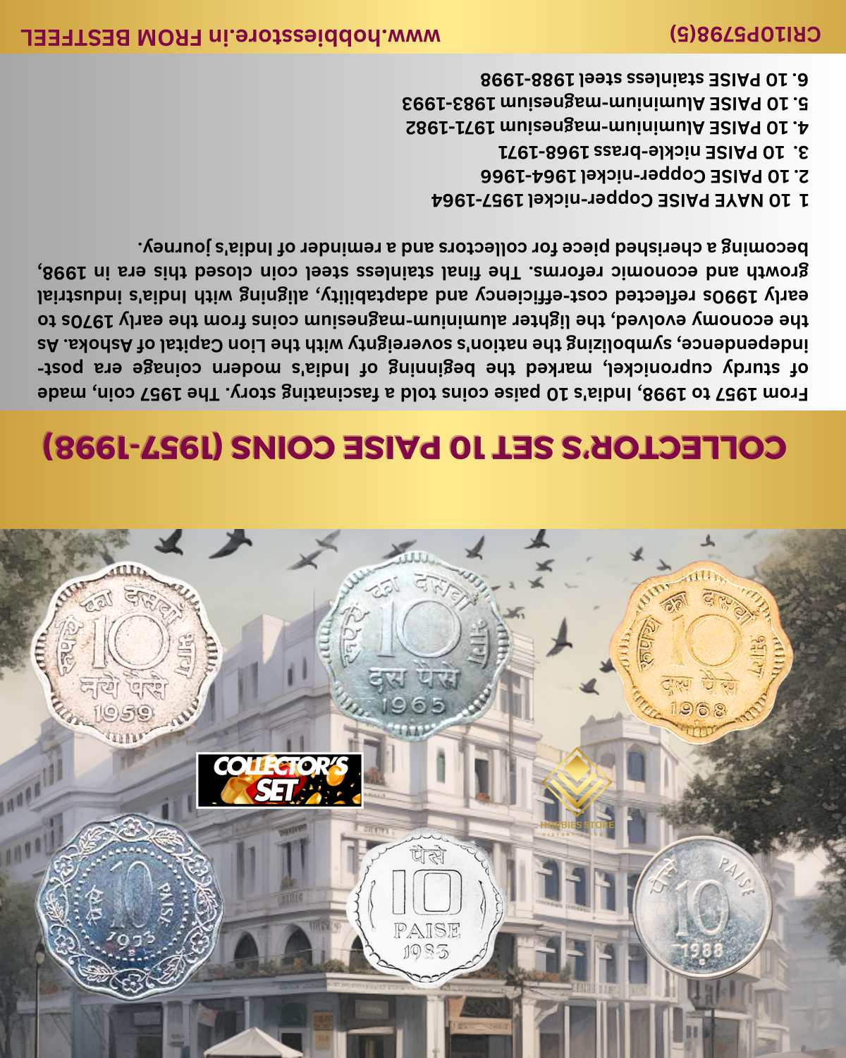 Republic India 10 Paise Coins Collector's Set (1957-1998) (Non-returnable)