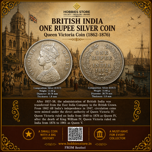 1862 QUEEN VICTORIA COLLECTOR'S SET 1 RUPEE SILVER COIN