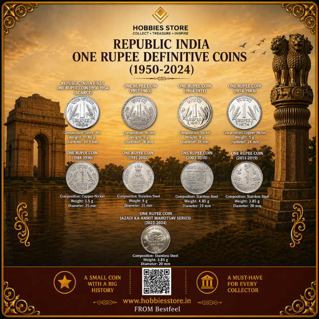 "Republic India: Complete Collection of One Rupee Coins"