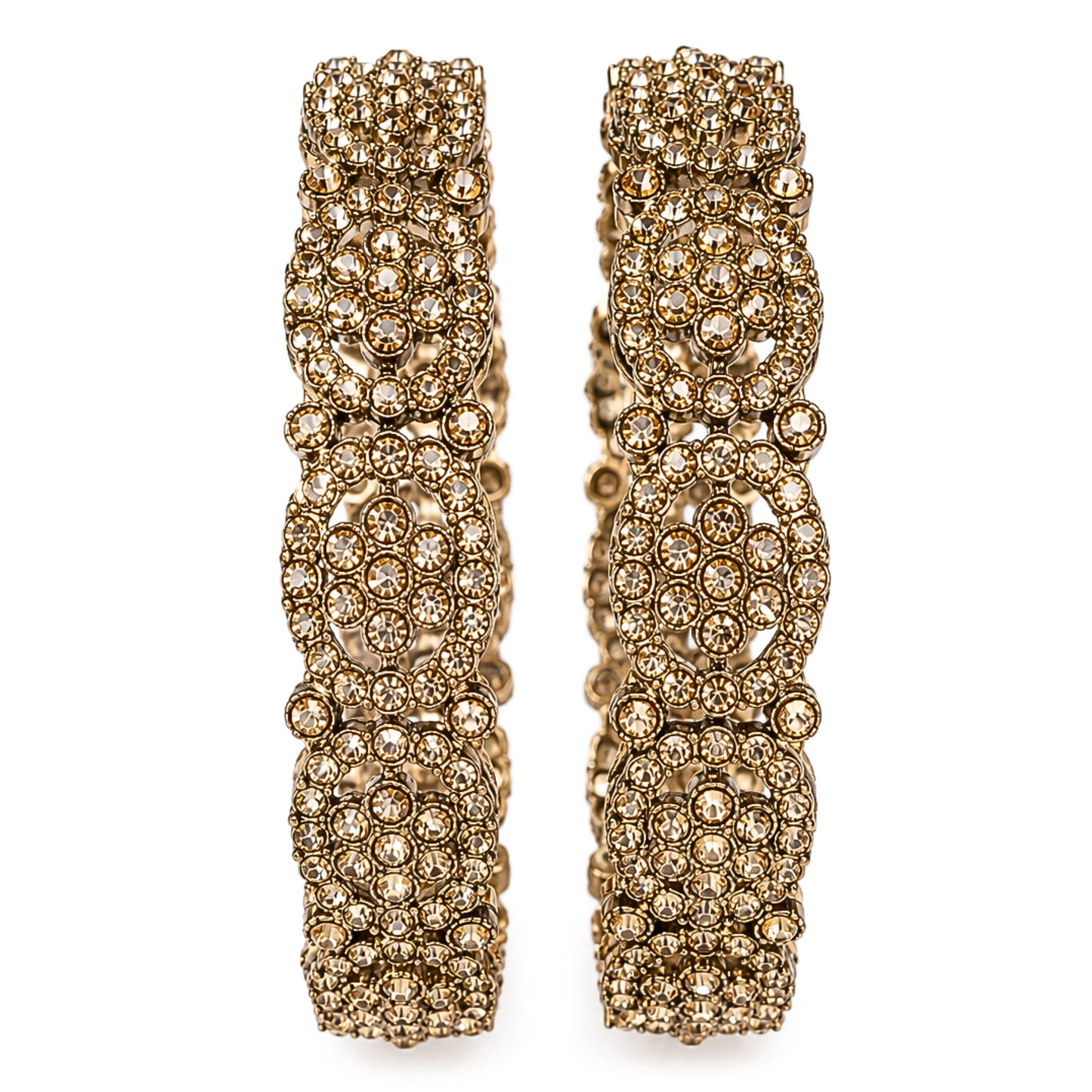 Elegant Gold-Tone Crystal Studded Designer Bangles for Women | Premium Ethnic Kada Pair | Wedding, Festive & Traditional Fashion Jewellery