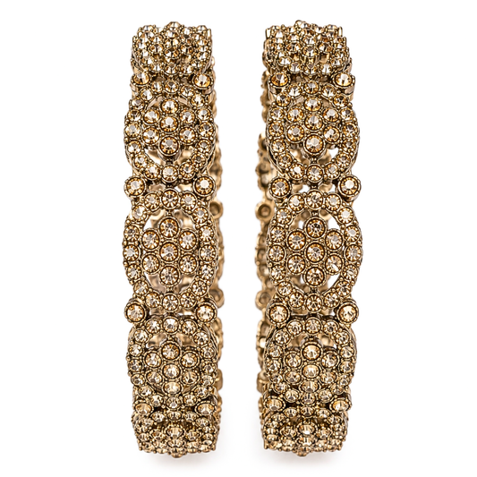 Elegant Gold-Tone Crystal Studded Designer Bangles for Women | Premium Ethnic Kada Pair | Wedding, Festive & Traditional Fashion Jewellery