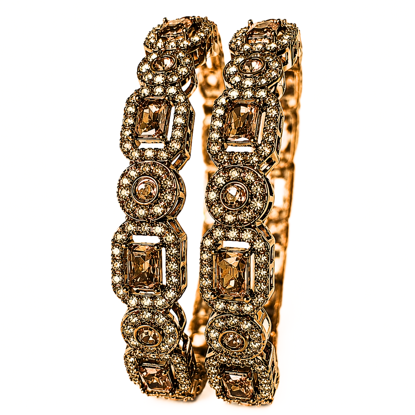 Bestfeel Mehndi Gold Toned Stone Studded Bangles for Women | Traditional Crystal Bracelet Kada Set | Ethnic Fashion Jewellery