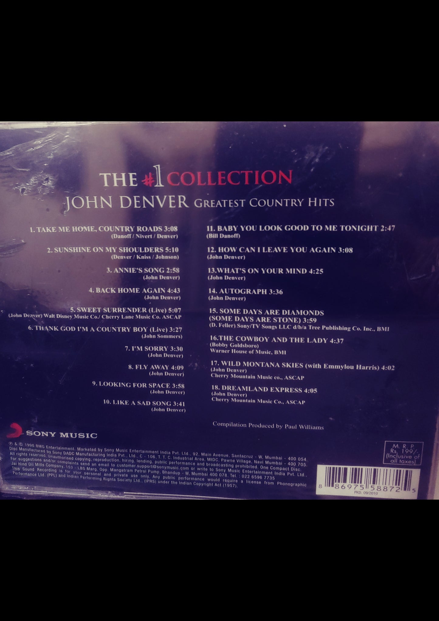 John Denver Audio CD - Album " Greatest Country Hits" (1998)