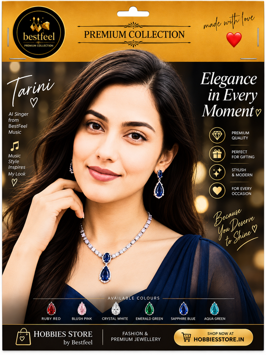 Elegant Silver-Tone American Diamond Necklace Set for Women | Blush Pink Teardrop Crystal Pendant & Matching Earrings | Wedding & Party Jewellery