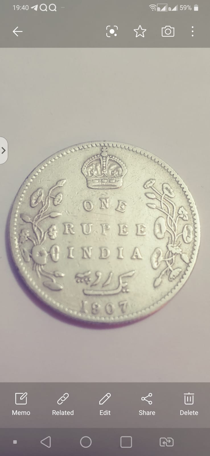 1907 KING EDWARD VII  1 RUPEE SILVER COIN COLLECTOR'S SET (Non-returnable)