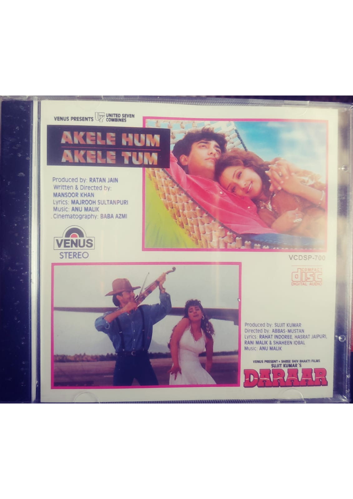 Akele Hum Akele Tum & Daraar Audio CD (never opened, original sealed pack, non-returnable)