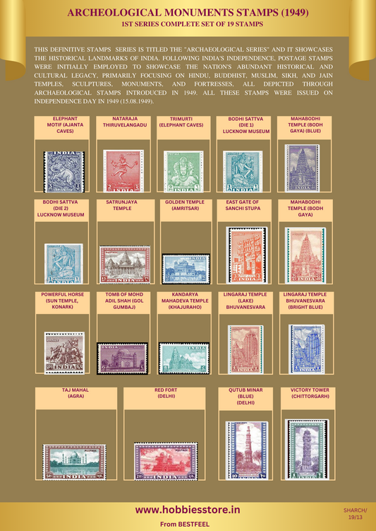 Archeological Monuments Stamps (1949) with display stand (Non-returnable)