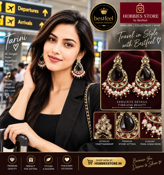 Bestfeel Premium Moissanite & Kundan Earrings for Women | AD, Pearl & Multicolour Bead Detailing | Elegant Party, Festive & Wedding Jewellery