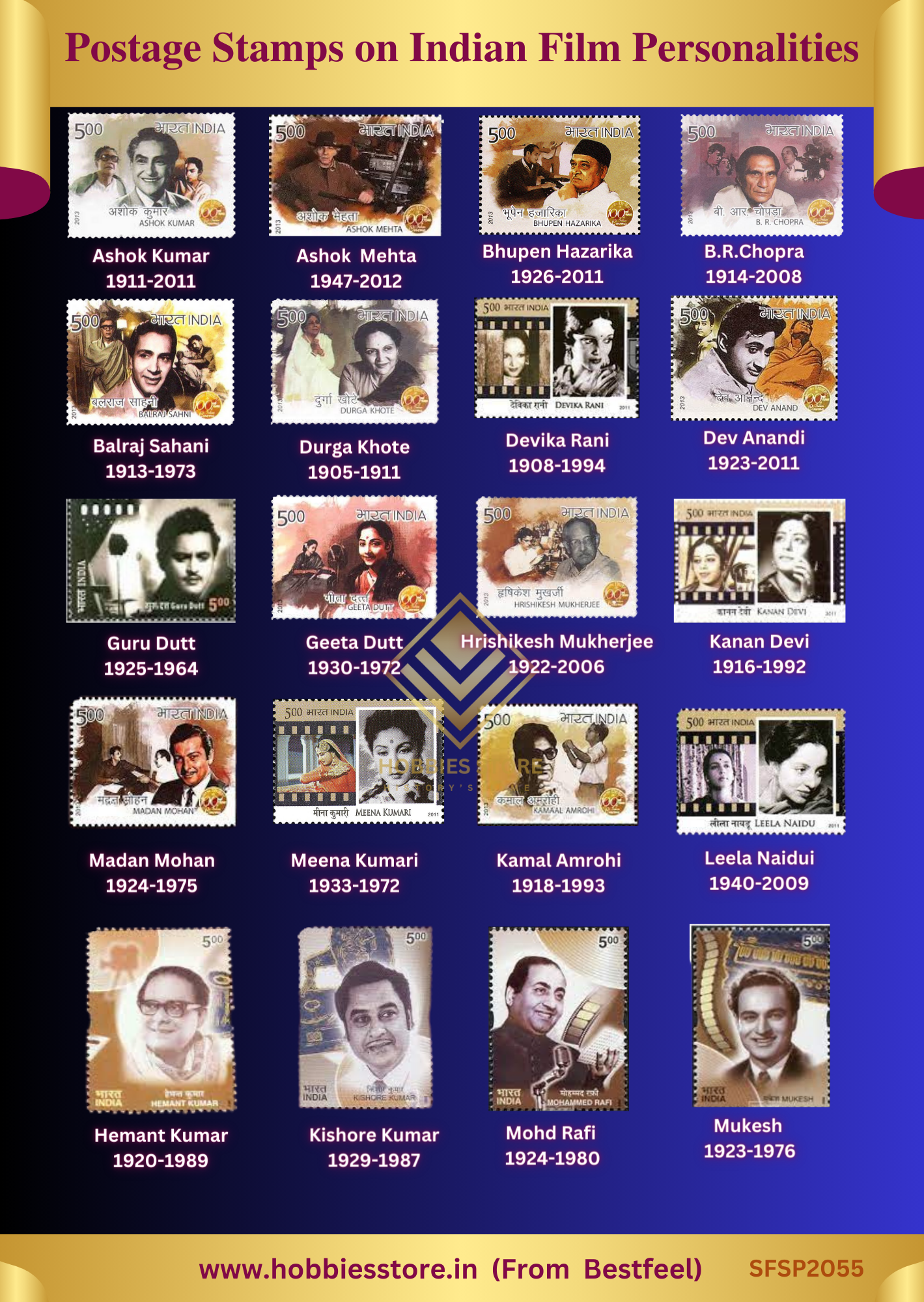 Postage Stamps on Indian Film Personalities (Lot 1) (Non-returnable)