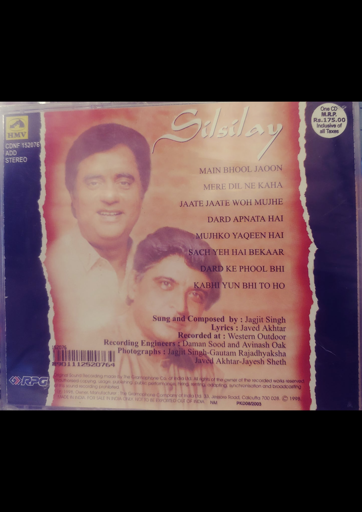 Jagjit Singh Audio CD - Album "SILSILAY" (1998)